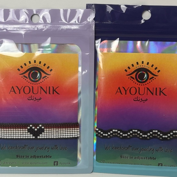 AYOUNIK Black and White Beaded Bracelets (Set of Two) - Picture 5 of 9